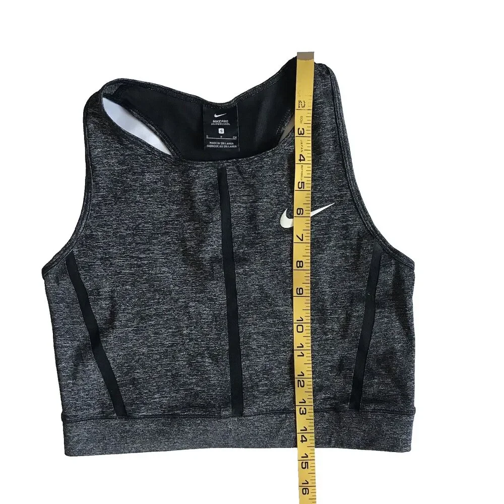 NIKE PRO HYPERCOOL TANK TOP DRI FIT CROPPED GRAY BLACK MESH 889627-011 S EUC